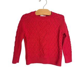 Crewcuts Cable Knit Red Heart Pullover Sweater Size 4/5